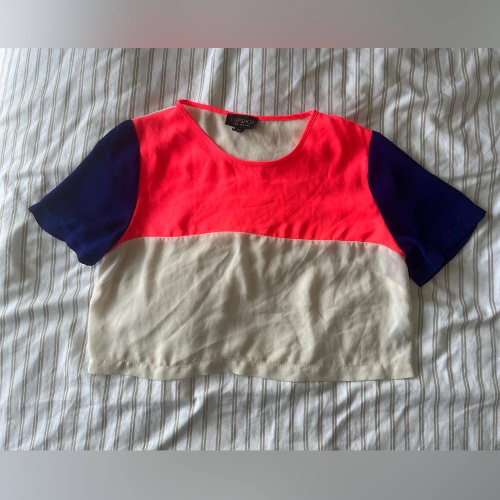 Topshop colour block Neon Pink Crop Top
